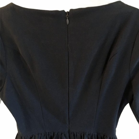 Asos Womens Fit & Flare Skater Dress Size 2 Black Short Sleeve Round Neck Zip - Picture 4 of 6